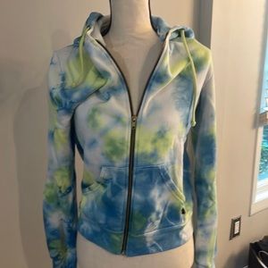 Aviator Nation Blue and Yellow Tie-Dye Zip Hoodie